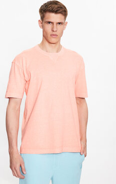 Pomarańczowy t-shirt Hugo Boss z krótkim rękawem w stylu casual