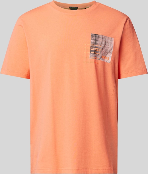 Pomarańczowy t-shirt Hugo Boss z krótkim rękawem z bawełny