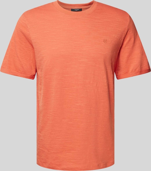 Pomarańczowy t-shirt Jack & Jones w stylu casual z krótkim rękawem z bawełny