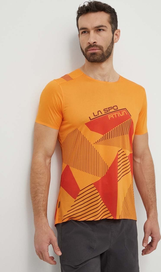 Pomarańczowy t-shirt La Sportiva z krótkim rękawem w młodzieżowym stylu