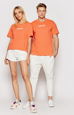 Pomarańczowy t-shirt Levis z krótkim rękawem w stylu casual