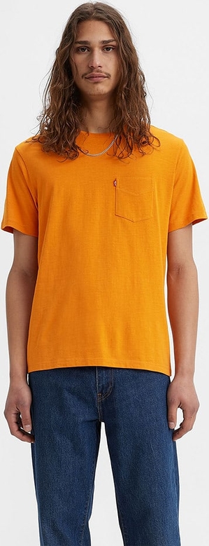 Pomarańczowy t-shirt Levis z krótkim rękawem z bawełny w stylu casual