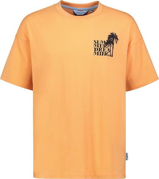 Pomarańczowy t-shirt Limango Polska w młodzieżowym stylu z krótkim rękawem z bawełny