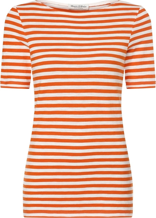Pomarańczowy t-shirt Marc O'Polo z bawełny z krótkim rękawem