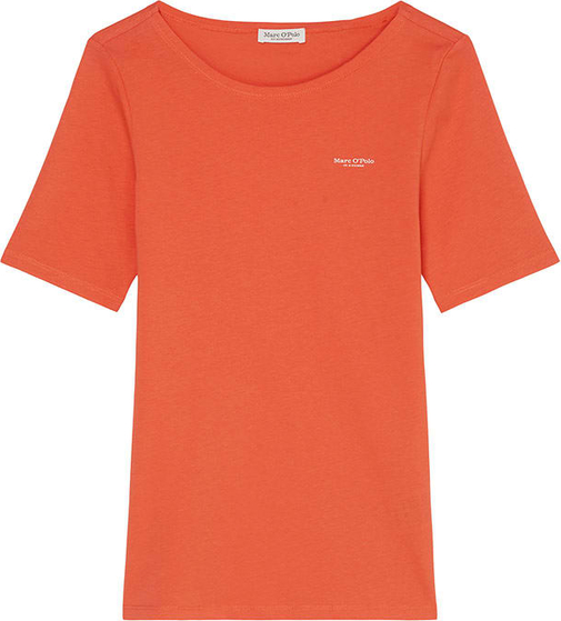 Pomarańczowy t-shirt Marc O'Polo z bawełny z okrągłym dekoltem