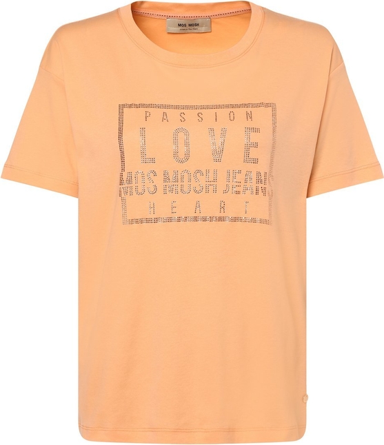 Pomarańczowy t-shirt Mos Mosh z dżerseju w młodzieżowym stylu z okrągłym dekoltem