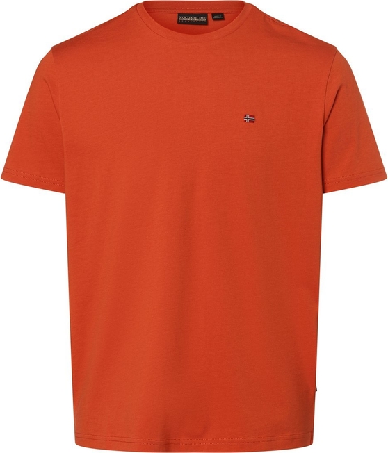 Pomarańczowy t-shirt Napapijri z krótkim rękawem w sportowym stylu
