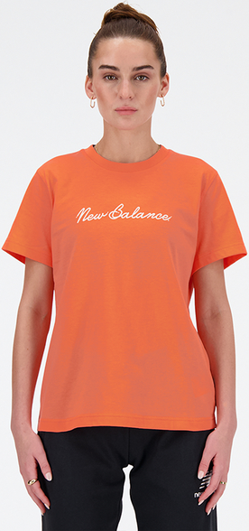 Pomarańczowy t-shirt New Balance z bawełny