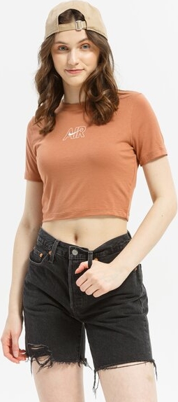 Pomarańczowy t-shirt Nike z okrągłym dekoltem z krótkim rękawem