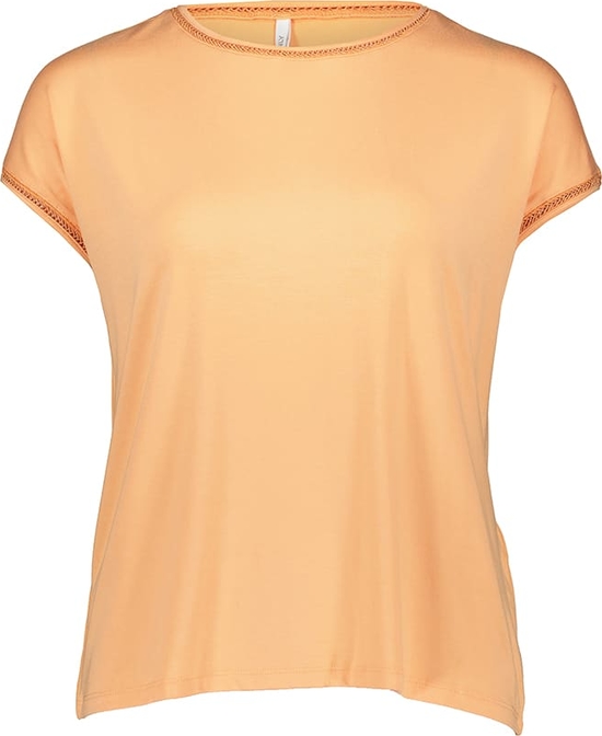 Pomarańczowy t-shirt Only z okrągłym dekoltem w stylu casual z krótkim rękawem