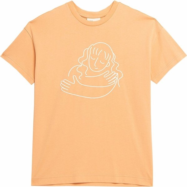 Pomarańczowy t-shirt Outhorn z okrągłym dekoltem z bawełny w młodzieżowym stylu