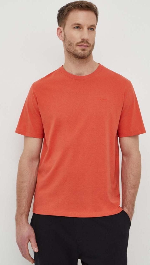 Pomarańczowy t-shirt Pepe Jeans w stylu casual z bawełny z krótkim rękawem