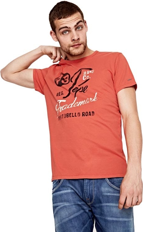 Pomarańczowy t-shirt Pepe Jeans z krótkim rękawem