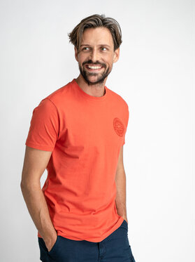 Pomarańczowy t-shirt Petrol Industries z krótkim rękawem w stylu casual