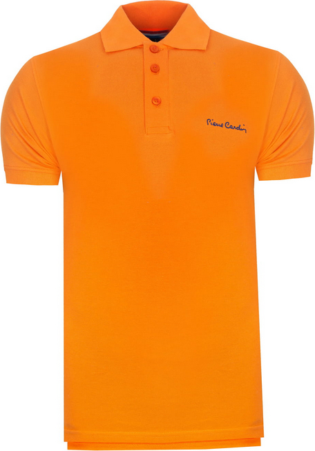 Pomarańczowy t-shirt Pierre Cardin z bawełny z krótkim rękawem