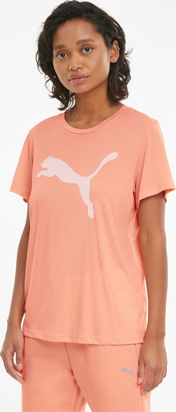 Pomarańczowy t-shirt Puma w sportowym stylu z bawełny
