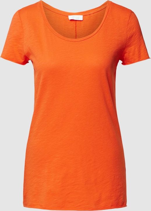 Pomarańczowy t-shirt Rich & Royal z bawełny z okrągłym dekoltem