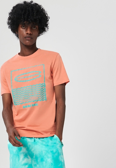 Pomarańczowy t-shirt Sinsay w młodzieżowym stylu