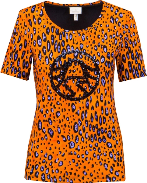 Pomarańczowy t-shirt Sportalm z bawełny z okrągłym dekoltem