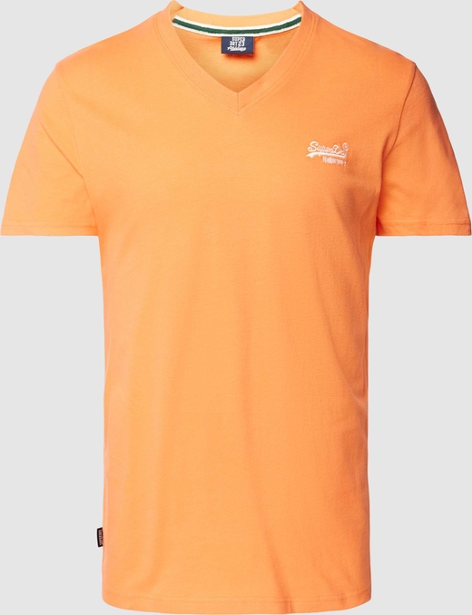 Pomarańczowy t-shirt Superdry w stylu casual z bawełny z krótkim rękawem