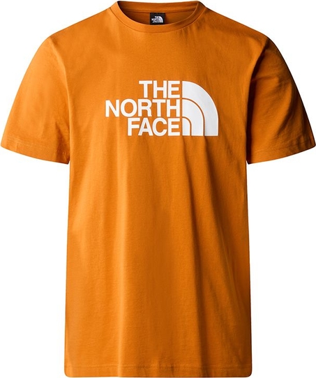 Pomarańczowy t-shirt The North Face z bawełny z krótkim rękawem w sportowym stylu