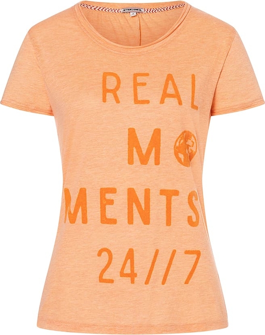 Pomarańczowy t-shirt Timezone w młodzieżowym stylu z okrągłym dekoltem
