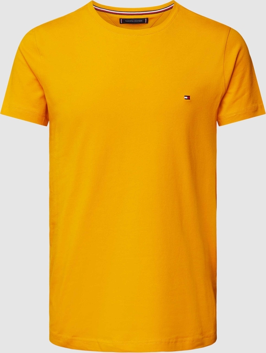 Pomarańczowy t-shirt Tommy Hilfiger w stylu casual z krótkim rękawem z bawełny