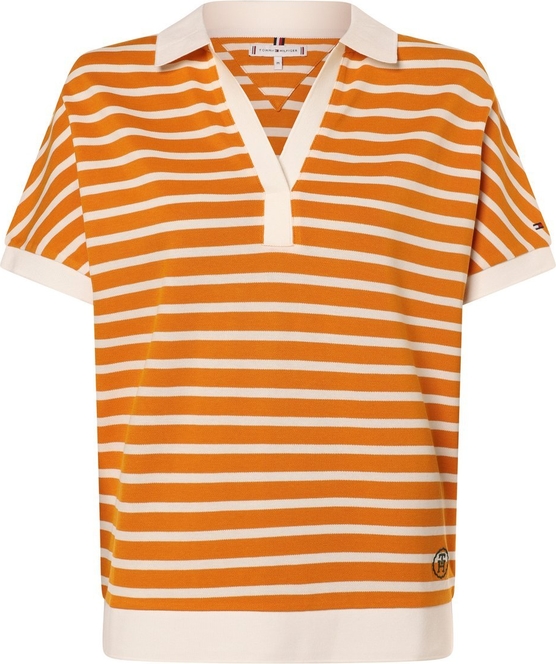 Pomarańczowy t-shirt Tommy Hilfiger w stylu klasycznym z kołnierzykiem