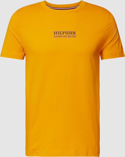 Pomarańczowy t-shirt Tommy Hilfiger z bawełny w młodzieżowym stylu z krótkim rękawem