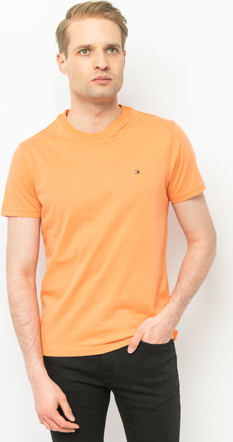 Pomarańczowy t-shirt Tommy Hilfiger z krótkim rękawem w stylu casual z bawełny