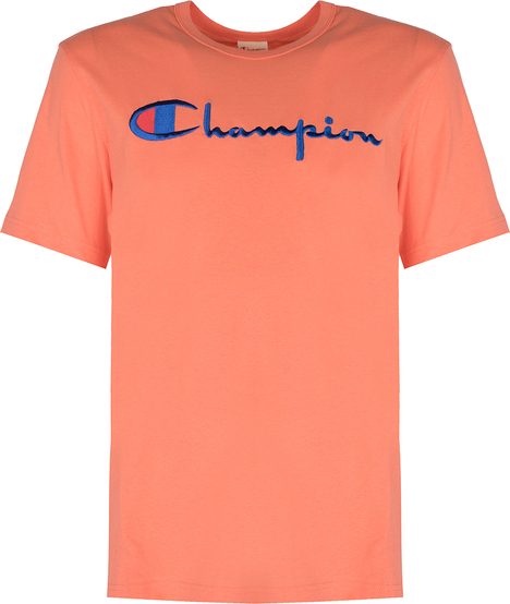 Pomarańczowy t-shirt ubierzsie.com z tkaniny z krótkim rękawem