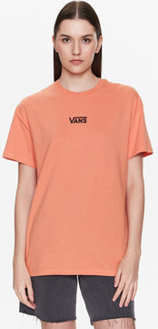 Pomarańczowy t-shirt Vans w stylu casual z krótkim rękawem