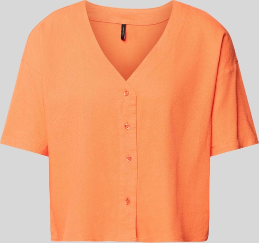 Pomarańczowy t-shirt Vero Moda z dekoltem w kształcie litery v