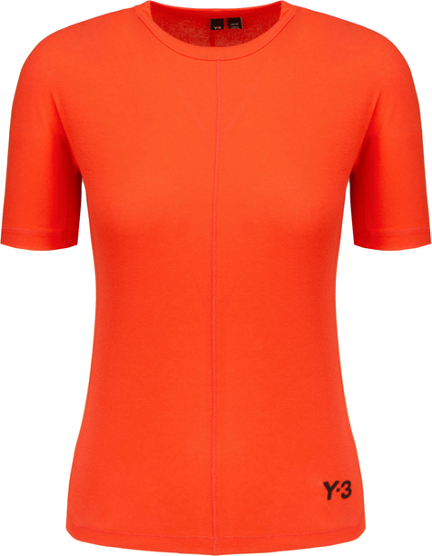 Pomarańczowy t-shirt Y-3 z bawełny w stylu klasycznym z krótkim rękawem