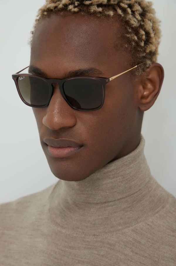 Ray-Ban okulary przeciwsłoneczne męskie kolor brązowy
