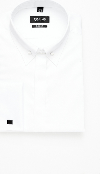 Recman koszula saverne 3026 na spinki slim fit biały
