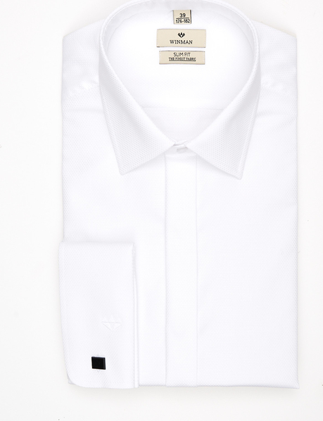 Recman koszula wincass 2955 na spinki slim fit biały