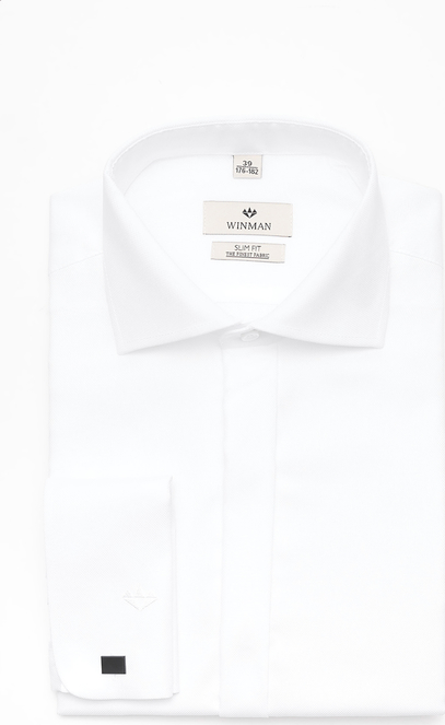 Recman koszula wincass 2991 na spinki slim fit biały