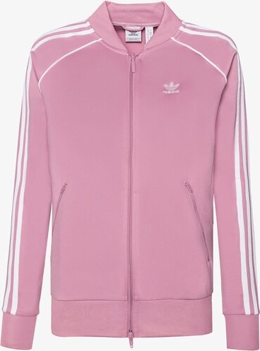 Różowa bluza Adidas krótka bez kaptura w sportowym stylu