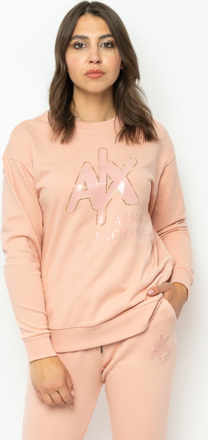 Różowa bluza Armani Exchange w młodzieżowym stylu z dresówki