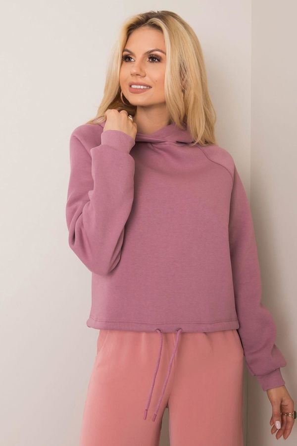 Różowa bluza Basic Feel Good z bawełny w stylu casual