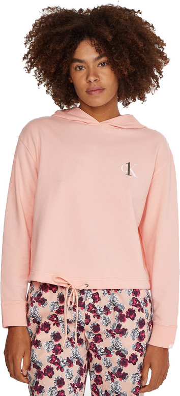 Różowa bluza Calvin Klein krótka z bawełny w młodzieżowym stylu