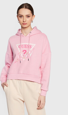 Różowa bluza Guess w młodzieżowym stylu