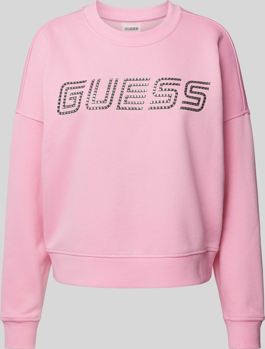 Różowa bluza Guess w młodzieżowym stylu z bawełny