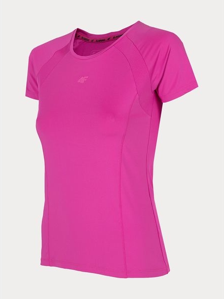 Różowa bluzka 4F w sportowym stylu z okrągłym dekoltem z krótkim rękawem
