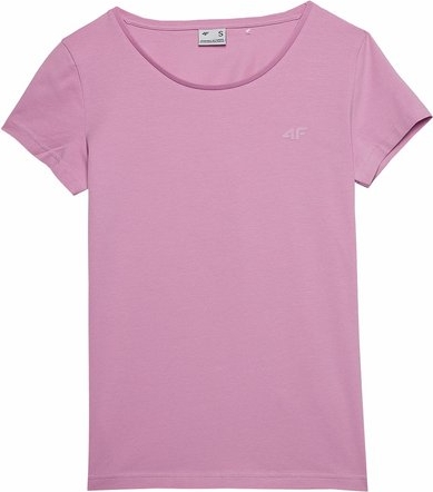 Różowa bluzka 4F z okrągłym dekoltem w sportowym stylu z bawełny