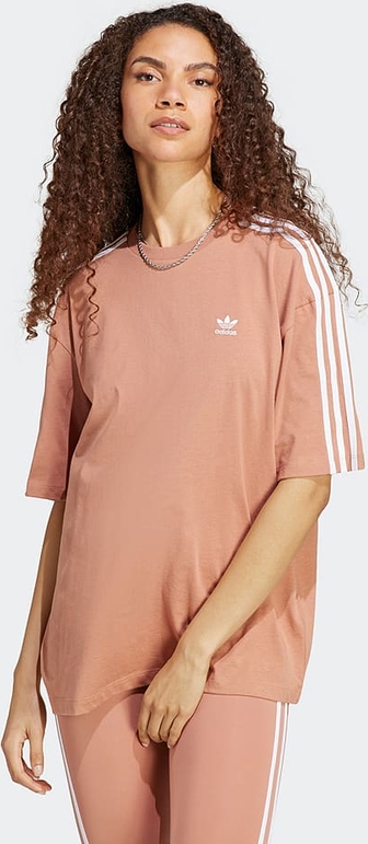 Różowa bluzka Adidas z bawełny z okrągłym dekoltem