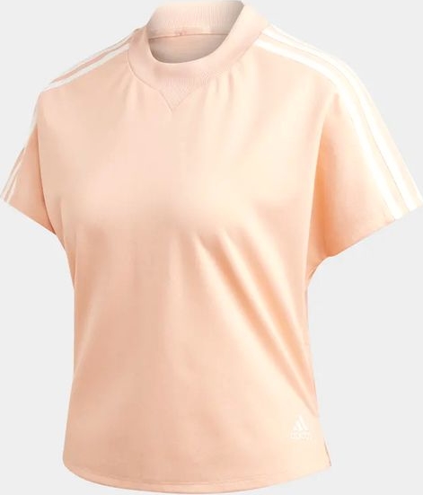 Różowa bluzka Adidas z krótkim rękawem w sportowym stylu z bawełny
