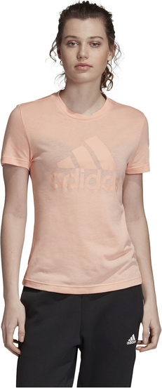 Różowa bluzka Adidas z okrągłym dekoltem w sportowym stylu