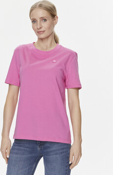 Różowa bluzka Calvin Klein w stylu casual z krótkim rękawem